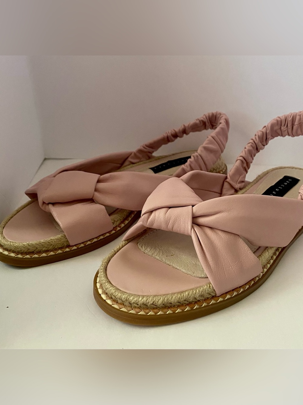 Sanctuary Blush Knotted Leather Slingback Espadrille Sandals. Size 5M Sling back